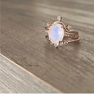 Moonstone Harlow Ring & Wreath Band & Archer Band